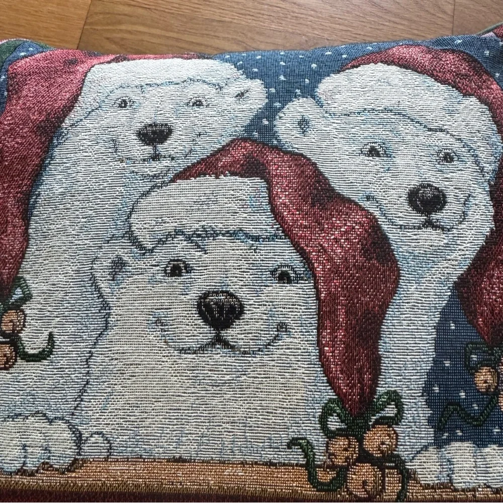 Newport Tis The Season Polar Bears Tapestry Throw Pillow Christmas